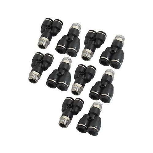 10 Pcs Air Pneumatic 3/8" PT to 10mm Y Shaped Push in Connectors Quick Fittings