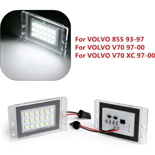 2x No Error 18 SMD LED Car License Number Plate Lights Lamps White For Volvo 855 1993-1997 V70 XC 1997-2000 Auto Light