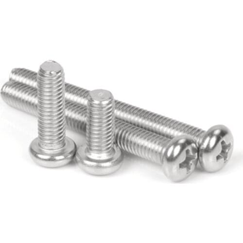 50pcs M1.2 304 stainless steel Round head screw Cross Pan head screws Phillips bolt Mechanical bolts 3mm-12mm Length