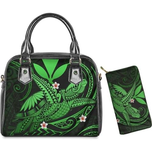 Noisydesigns Kanaka Maoli Hibiscus With Turtle Lady PU Shoulder Bag Crossbody Bag&Wallet for Women Top-Handle Bag Newest