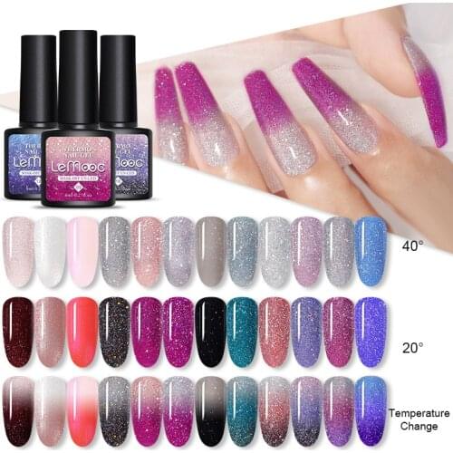 Thermal Nail Polish Gel Shiny Sequins Effect Color Change Varnishes Temperature Color Changing Gel Nail Art Manicure Nail Gel