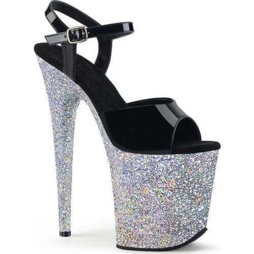 Sandalias Womens Sandals Ladies Pumps Fashion Patent Leather Buckle 20CM Thin High Heels waterproof Rhinestone shoes woman 2020