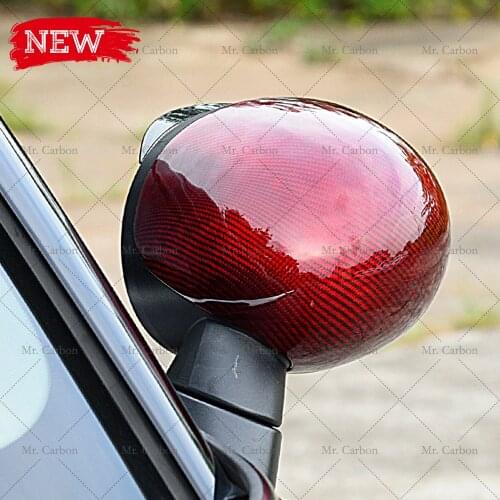 FOR MINI COOPER F55 F56 CARBON FIBER BLACK/RED MIRROR COVER TRIM BODY KIT TUNING PART FOR F55 F56 CARBON REARVIEW MIRROR CAP