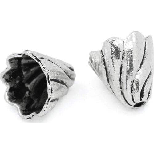 DoreenBeads Zinc metal alloy Beads Caps Clock silver color (Fits 12mm-16mm Beads)Pattern Pattern 13mm(4/8")x 12mm(4/8"),6 PCs