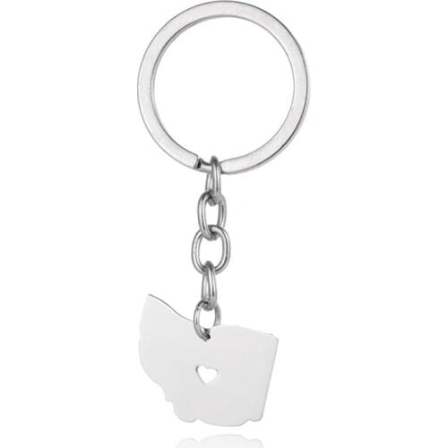 Elfin Ohio Map Key Chain OH Map 304 Stainless Steel Bag Car Keychain Key Ring For Women Men Map Memorial Gift Jewellery