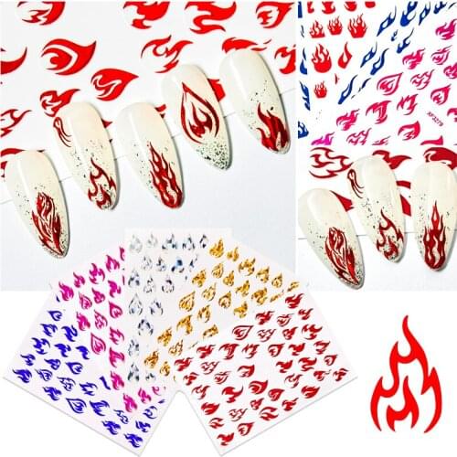 Holographic Nail Foil colorful Flame Fire Nail Holographic Strip Tape Nail Art Stickers Thin Laser Silver Sticker DIY Foil