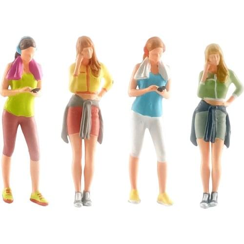 Mini 1/64 Scale Painted People Figures Fitness Woman Scene Model Landscape DIY Building Kits Layout Toy Collectibles S Gauge
