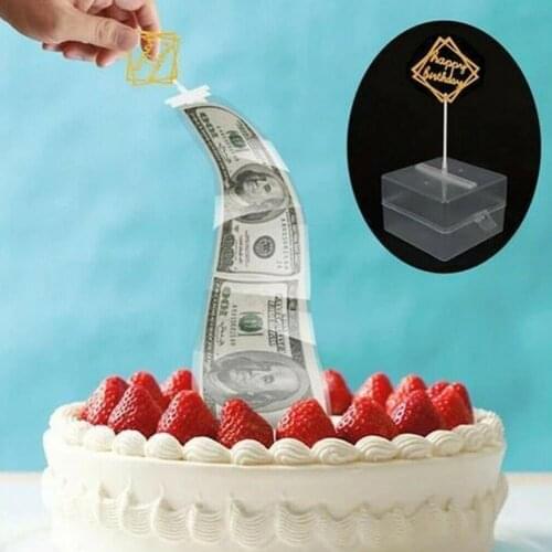 Birthday Surprise Gift Box Napkin Banknote Box Tissue Box Surprise Money Box Cake Parent Birthday Baking Decoration Pull Money