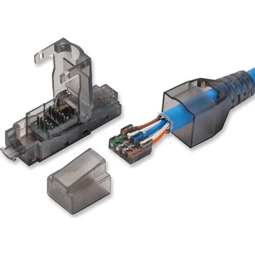 RJ45 Cat.6 UTP Field Connector Modular Plug Free of Crimping Design - Compatible with Cat.5e/6/6A 23AWG-24AWG Installation Cable