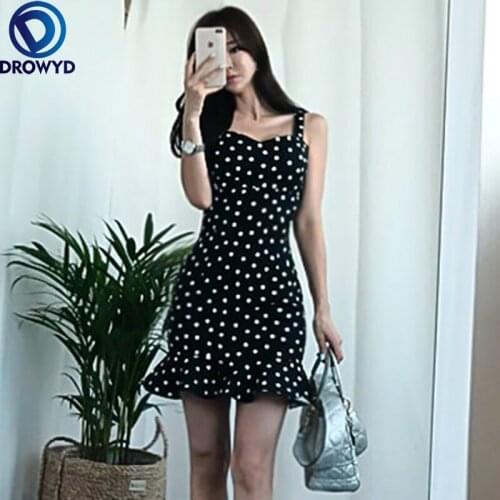 Summer New Korean Womens Personality Simple Temperament Suspender Dress Fashion Printing Waist Show Thin MIDI Avant-Garde Dress
