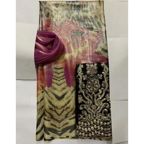 2+2+2.65 yards African George Lace With Sequins Top Quality African Satin Silk Nigerian Tulle Net Lace With Beads For Wedding