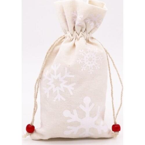 2pcs 13*23cm Designer Christmas snowflake Drawstring Cotton Canvas Gift Bag For Children Storage Candy Jewelry Packaging Pouches