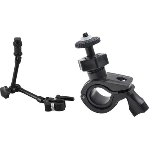 2Pcs 11 Inch Articulating Magic Arm + Super Clamp with Bicycle Holder Stand Holder for Insta360 Action Camera