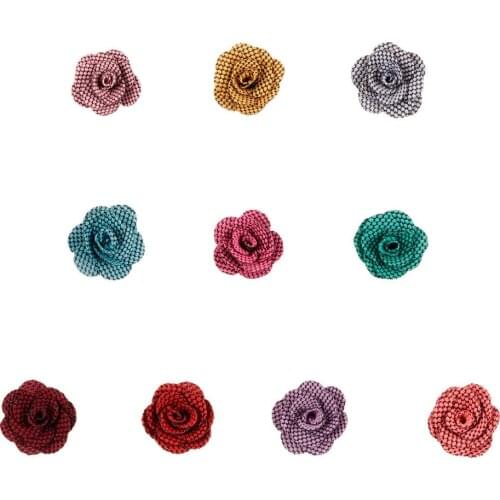 20pcs/lot Mini Lattice Rose Flowers for Diy Headband Clips Linen Cute Flowers Kids Girls Headwear Hair Accessories