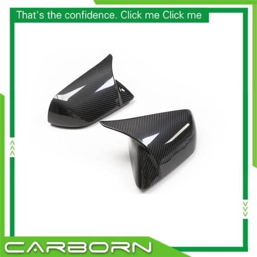 For-Ford-Mustang 2015-ON American Version OEM/OX Horn Shape Carbon Fiber Body Side Rear View Mirror Caps with/without Light Hole