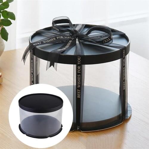 3pcs Cake Boxes Cake Case Plastic Cake Container Bakery Box For 6-inch (Black ,white and pink)