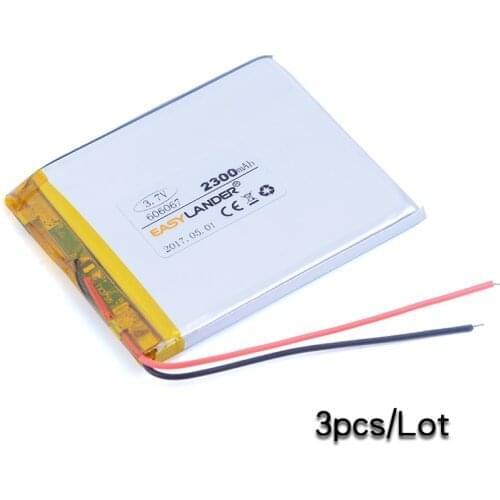3pcs/Lot 3.7V 606067 2300mAh Rechargeable li Polymer Li-ion Battery For MP4 MP5 DVR GPS dvd PDA Speaker Toys phone