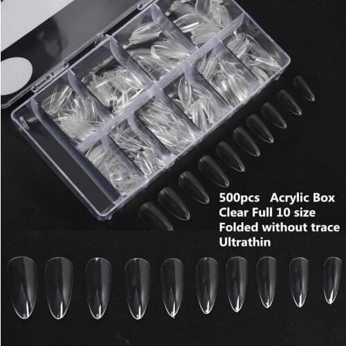 500pcs Nail False Tips Folded without any Trace Effect Water drop shaped Fake artificial Nails Tips color Display nail arts