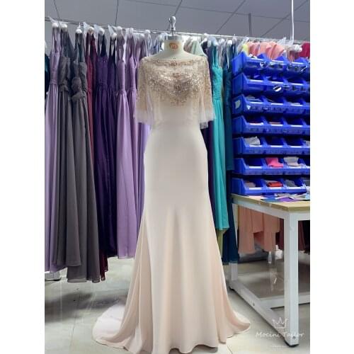 Ivory Velvet Evening Dress 2020 new color Sewing Beading luckgirls Ruched Customizable fashion prom dress Mocini Tailor