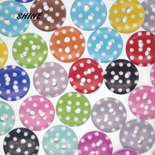 SHINE Wooden Sewing Buttons Scrapbooking Round Mixed 2 Holes 15mm 50 PCs Costura Botones Decorate bottoni botoes