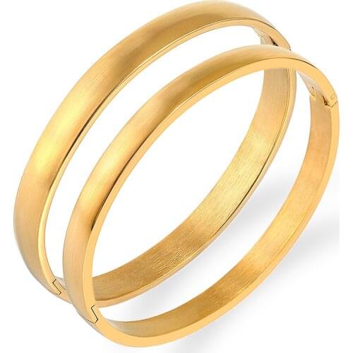 Classic Frosted Surface Bangles For Women Rose Gold Color Titanium Steel Charm Cuff Bracelet Simple Trendy Jewelry