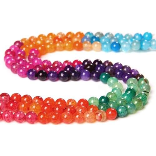 6 mm 8 mm 10 mm Dragon Veins Agat Wholesale Polished Natural Agat Stone Strand Beads For DIY Making Jewelry Earrings Necklace