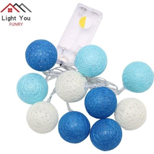 Color cotton ball decorative light string Christmas day wedding color line ball battery 10LED1.2 m ball light