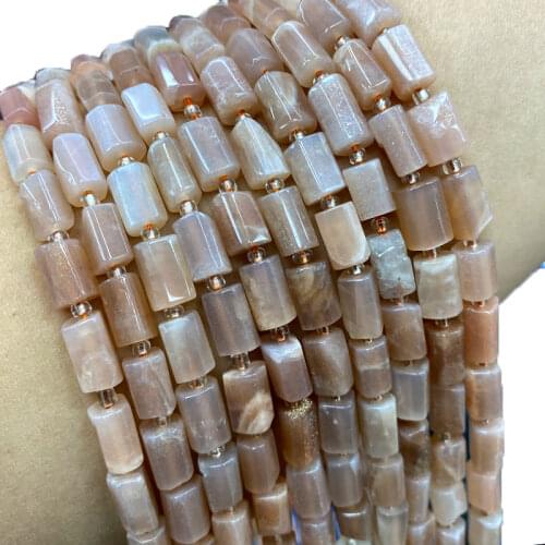 Fine 100% Natural Stone Orange Sunstone Loose Faceted Cylinder Gemstone Spacer Beads For Jewelry Making DIY Bracelet