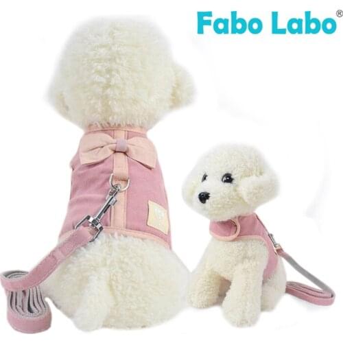 Cotton Pet Dog Cat Harness Leash Suit Adjustable Bowknot Breathable Mesh Dog Vest For Small Dogs Yorkie Walking Runing Pet Leads