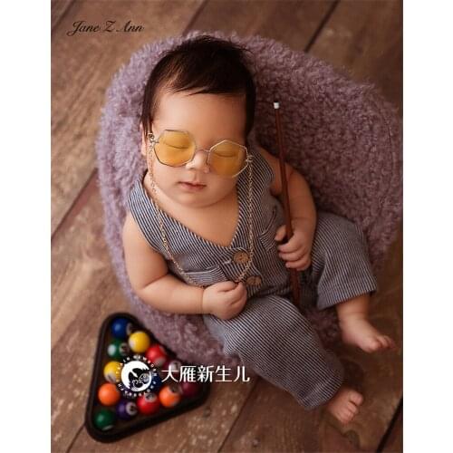 Jane Z Ann Fashion Newborn Full Moon Children Mini Billiards Chain Glasses Cloth Mohair Photography Blanket Theme Props