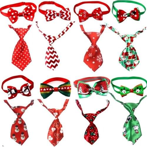 Suit Christmas Holiday Pet Dog Cat Collar Bowknot Tie Adjustable Neck Strap Cat Puppy Nursing Accessories Pet Supplies Xmas hat