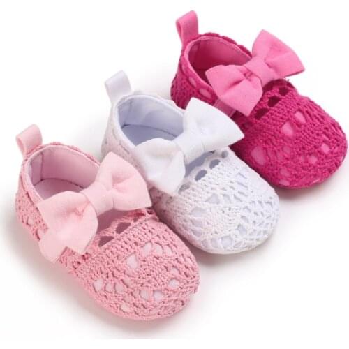 Baby Girls First Walkers Newborn Shoes Cute Bowknot Infant Prewalker Soft Bottom Anti Slip Toddler Girls Princess Shoes