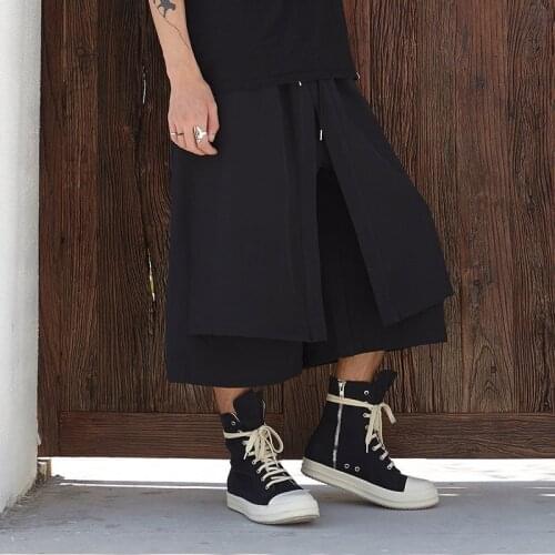Men Japan Kimono loose wide leg fashion skirt Casual Pants Man Streetwear Hip Hop Punk Harem Pants joggers