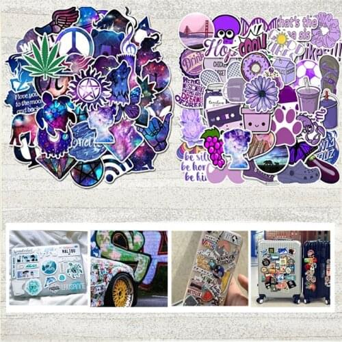 50PCS Cartoon Purple INS Style Vsco Girl Stickers For Laptop Motorcycle Skateboard Luggage Refrigerator Notebook Laptop Stickers