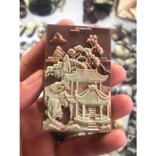 Natural tai ji jade A handcarved jade landscape bird jade pendant for woman men jade necklaces jadeite jade jewelry