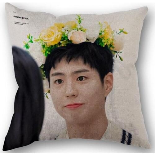 New Custom Park Bo Gum Kpop Pillowcase Cotton Linen Fabric Square Zipper Pillowcase 45X45cm Wedding Decorative Pillow cover