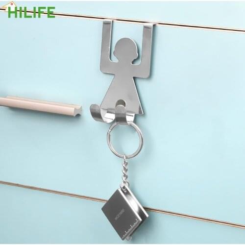 Stainless Steel Kitchen Cabinet Pot Pan Hooks Lovers Shaped Hooks 2Pcs/Set House Clothes Storage Rack Tool Wall Door Hanger