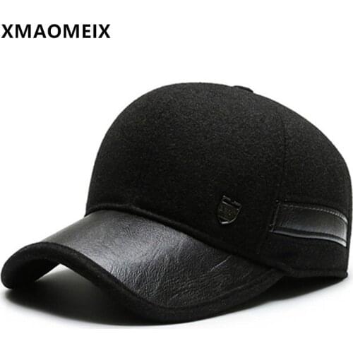 XMAOMEIX 2021 New Warm Hats For Men Cold-proof Baseball Cap With Ears Adjustable Size Thick Earmuff Caps Male Bone Snapback Cap