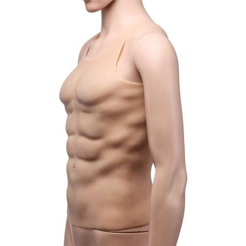 New Hunk Chest Muscle Man Silicone Fake Pectoralis Muscle Firm abs Six-pack V line abs 1950g Bodysuit Men Body Shaper Stronger