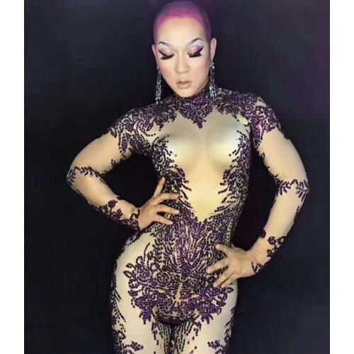New Women Singer Sexy Sparkly Jumpsuit Fashion Dance Stage Adult Costumes One-Piece Nightclub Modern Costume DJ311