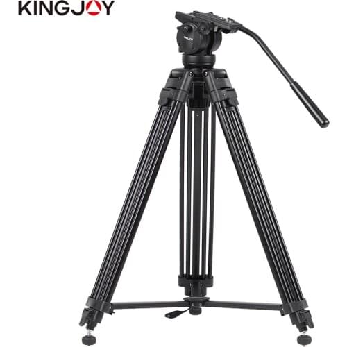 KINGJOY Official VT-2500+VT3510 Professional Photographic Travel Aluminum Video Camera Tripod DSLR Stand Holder Fluid Damping