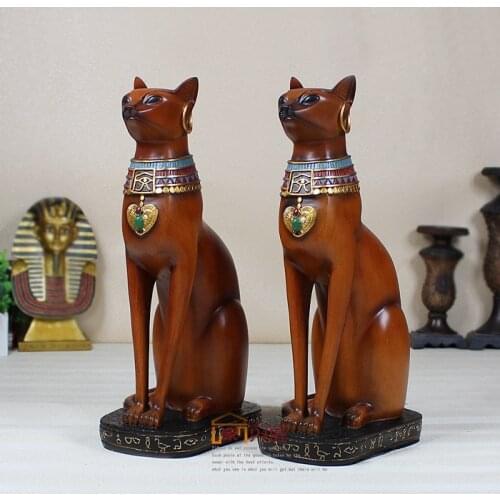 Home gifts crafts Resin Africa Egyptian god cat typical luxurious decorative sculpture 38cm high biggest cat guard 2 colors