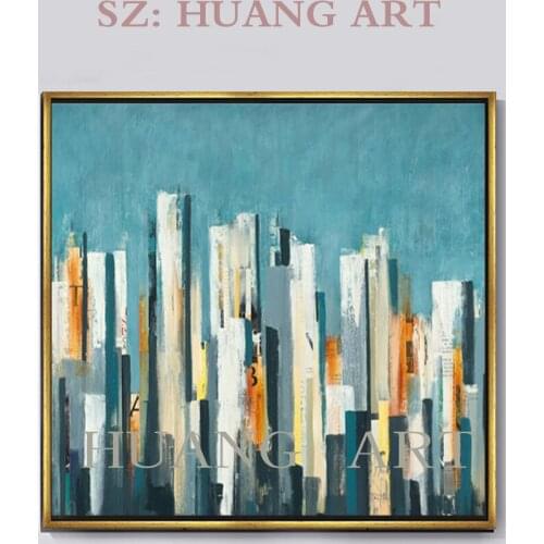 Professional artist hand-painted modern abstract oil painting canvas in New York City New York skyscrapers decorators