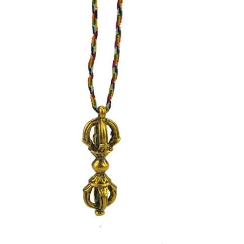 Hand Made Vajra Clipon Charm Dorje Yoga Tibet Pendant Necklace +5 Element String Y1358