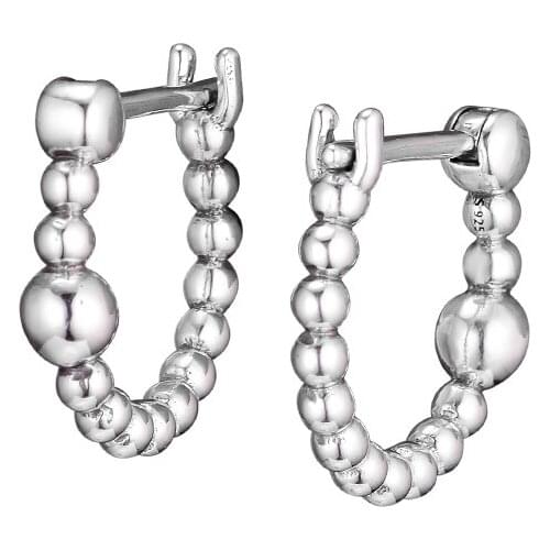 String of Beads Hoop Earrings S925 Silver Earrings for Student Sister Mother Friends Perfect Gift E146