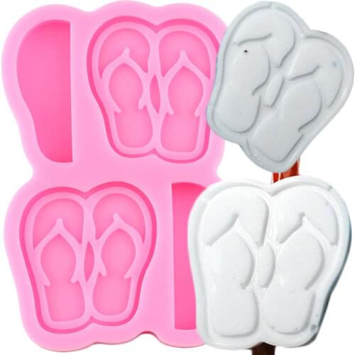 Flip Flop Straw Topper Silicone Mold Sandal Shoes DIY Craft Epoxy Resin Clay Mould Chocolate Candy Fondant Cake Decorating Tools