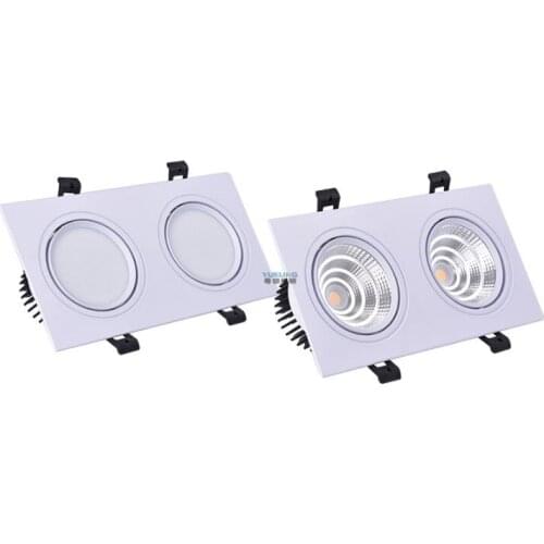 Dimmable LED COB Spotlight Ceiling lamp AC85-265V 7W 9W 14W 20W 40w Aluminum recessed downlights Double square Led Spot Light