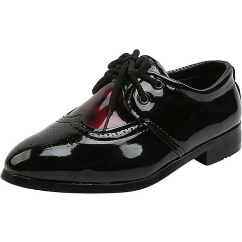 Boys Formal Dress Patent Leather Shoes Pointed British Style Fashion Show Black 2021 Autumn Children Student Single Dance Shoes
