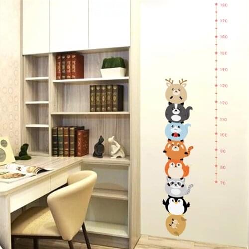 Funny ocean penguin height measure wall stickers bedroom home decor cartoon animals growth chart wall decals pvc mural art