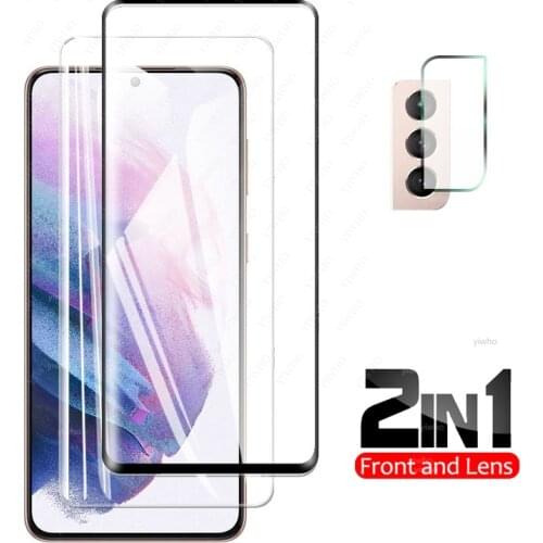 2 In 1 Tempered Glass on For Samsung Galaxy S21 Plus 5G Screen Protector for Samsung S21+ Protective Camera Lens G996 Film